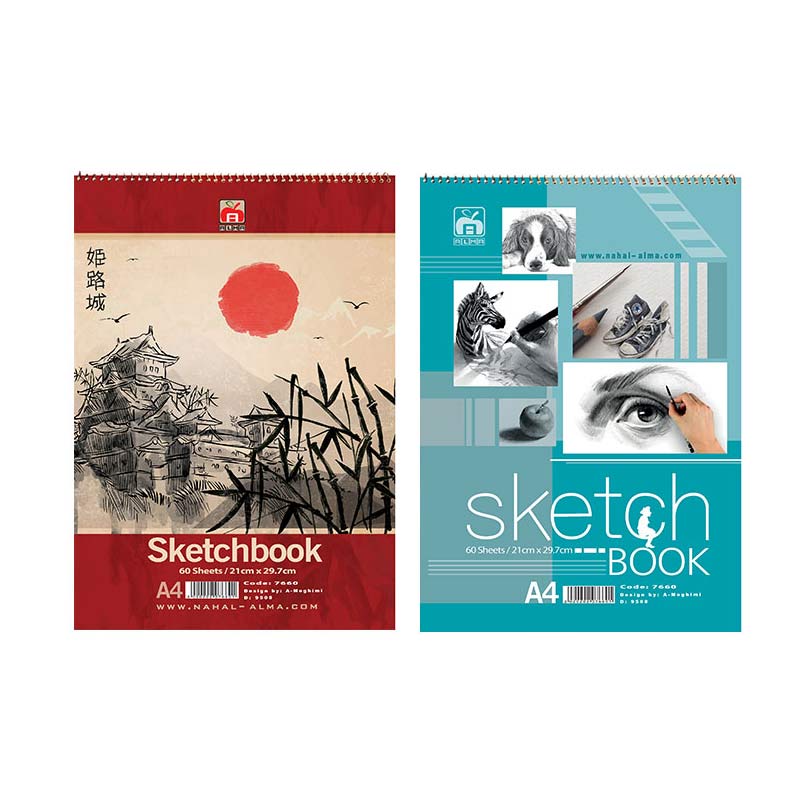 دفتر-نقاشی-جلد-سخت-سیم-از-بالا-A4-آلما دفتر نقاشی جلد سخت سیم از بالا A4 آلما - Image 1